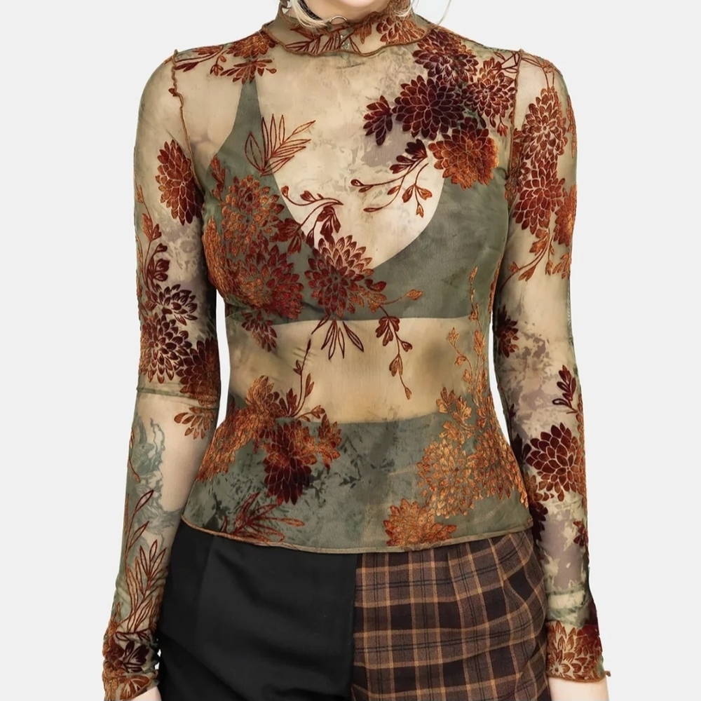 Disturbia Rosaleigh Mesh Top Size US 10